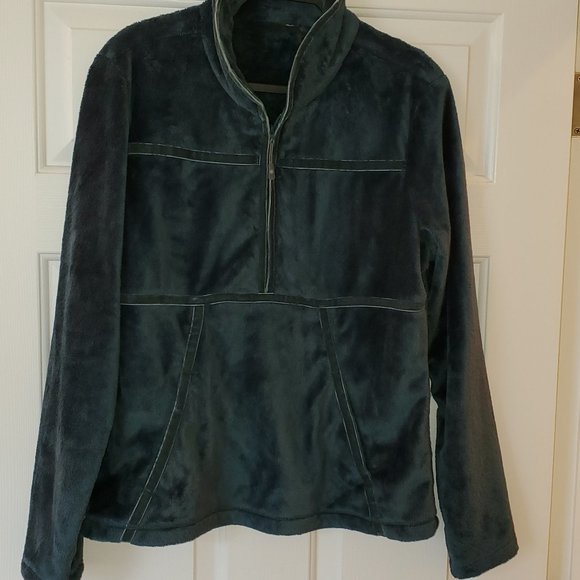 Athleta Jackets & Blazers - Athleta Teal Fleece Pullover SZ L